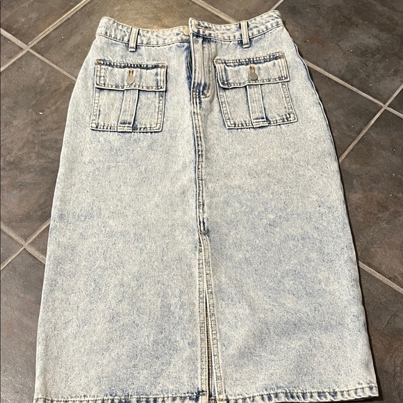 Cleo Harper Light Blue Denim Midi Skirt - Picture 1 of 9